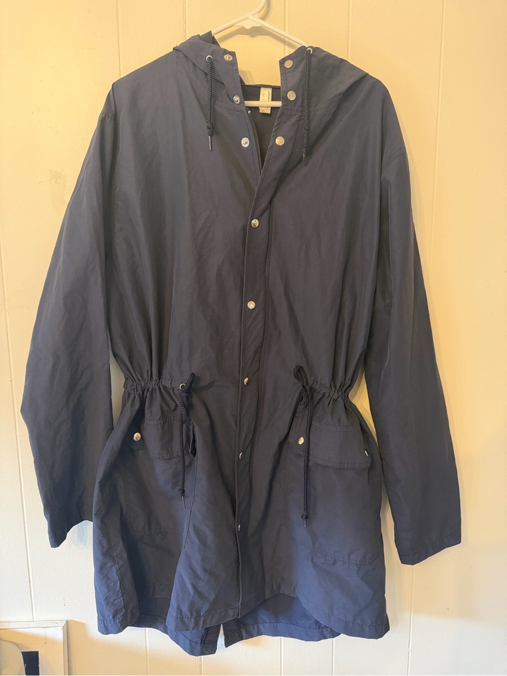 American Apparel Navy Hooded Drawstring Utility Jacket